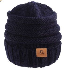 Soft chunky knit slouchy beanie- Navy